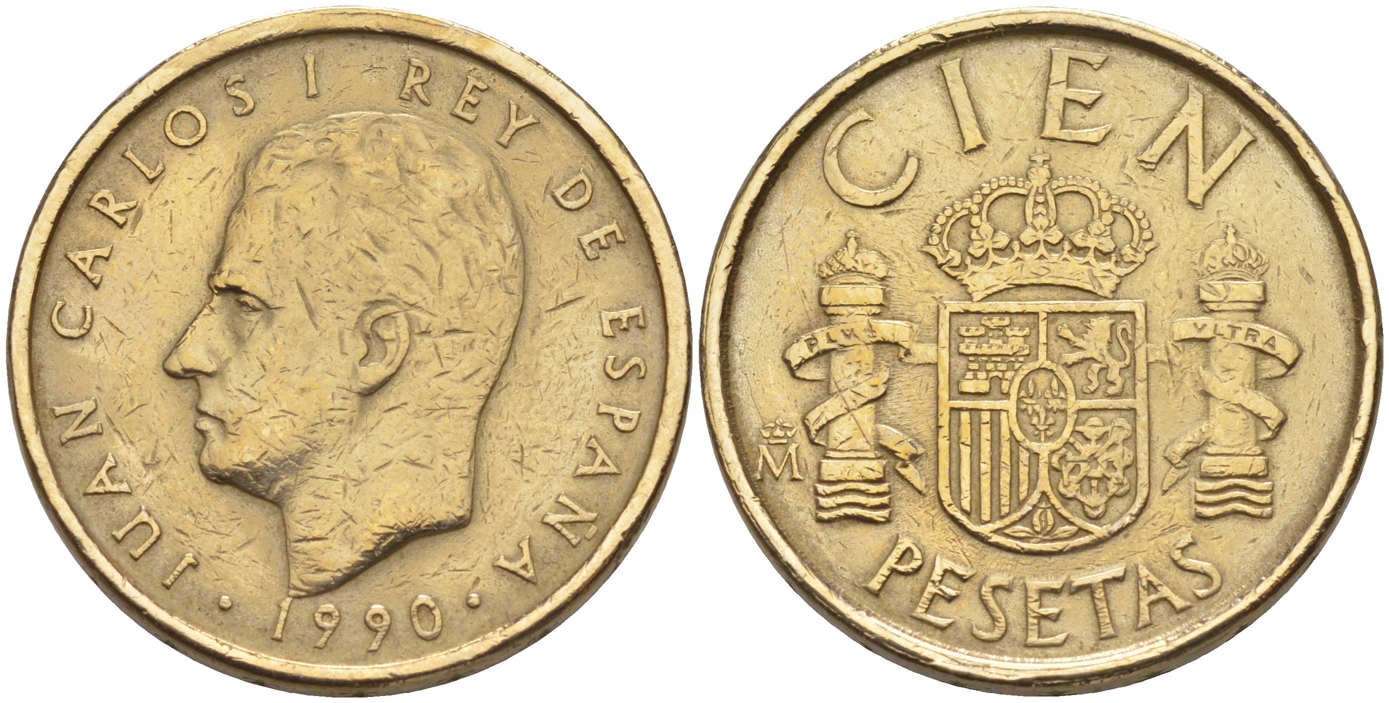 ИСПАНИЯ 100 ПЕСЕТ 1990 ХУАН КАРЛОС I (1975-) KM 826 алюминиевая бронза 106-342