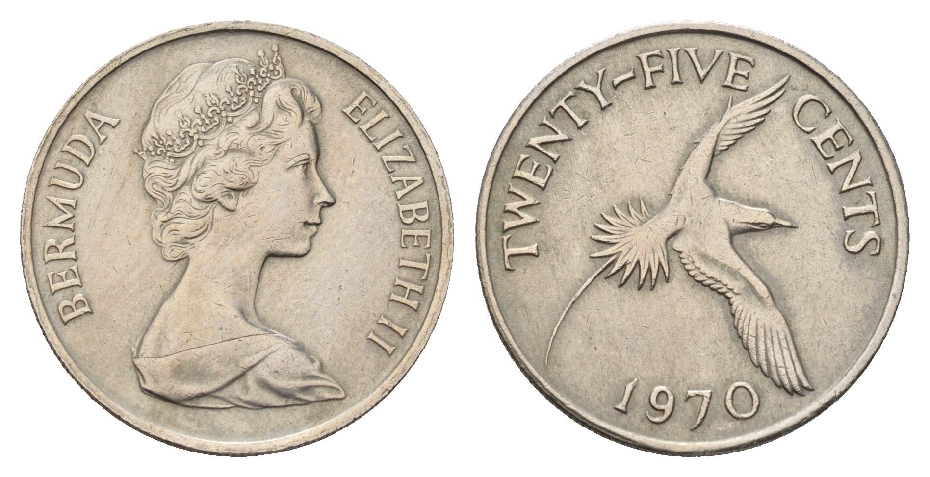 Бермудские острова (Бермуды) 25 центов 1970 KM 18 медно-никель 4688-1011