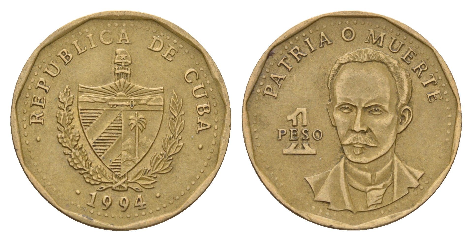 Куба 1 песо 1994 Хосе Марти KM 347 сталь плакированная латунью 4675-231