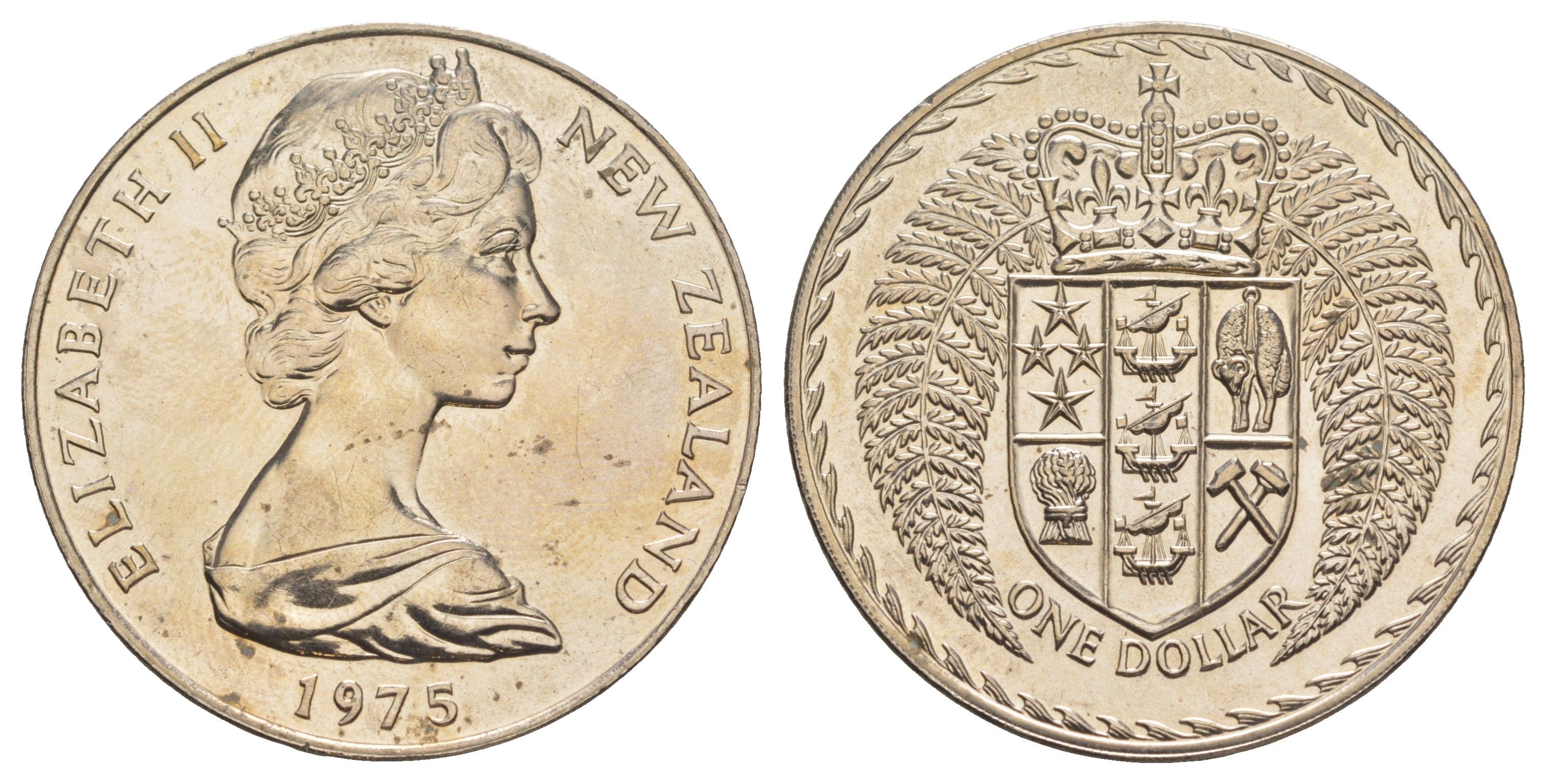 Новая Зеландия 1 доллар 1975 тираж 30.000 экземпляров KM 38 медно-никель BU 91-335