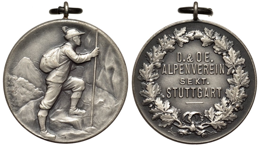 ШВАБИЯ (ШТУДГАРТ) МЕДАЛЬ XX век ПОКОРИТЕЛЮ АЛЬП, 33 мм, 18 гр UNC 73-925