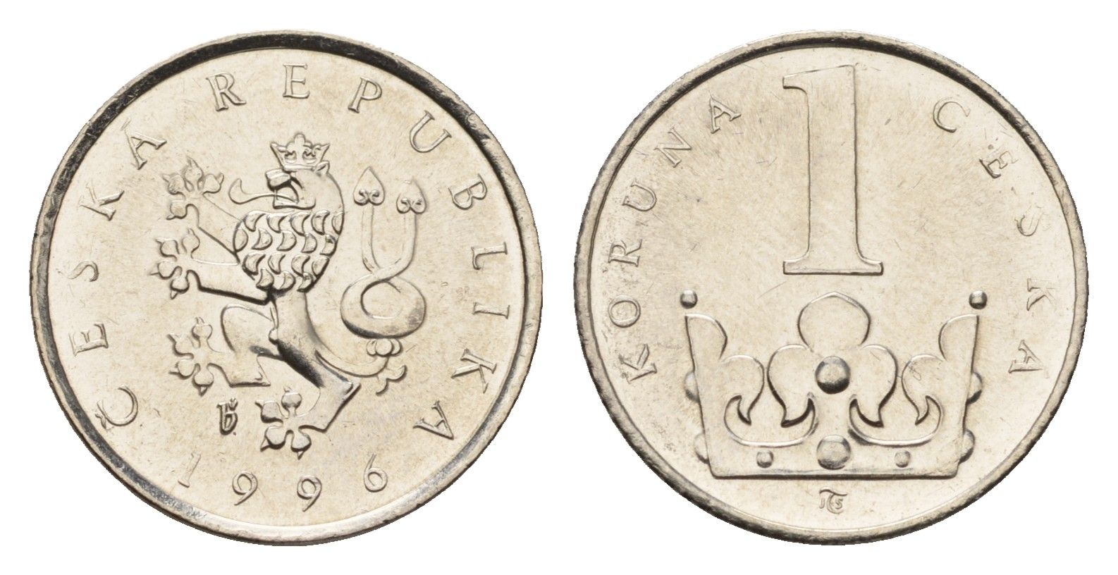 Чехия 1 крона 1996 KM 7 сталь плакированная никелем UNC 192-855