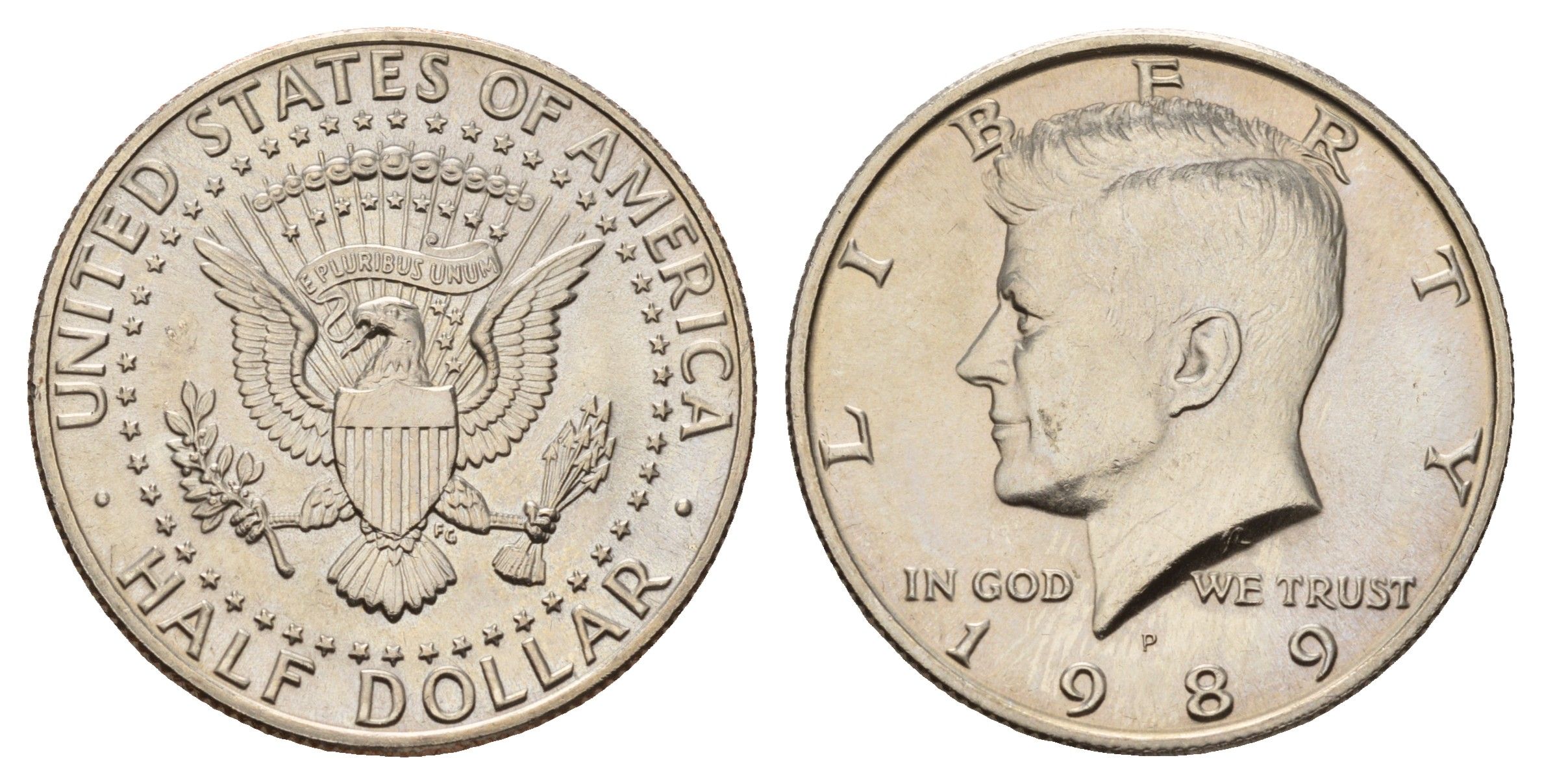 США 1/2 доллара (50 центов) 1989 P, Джон Кеннеди KM A202b медь плакированная медно-никелем UNC 4672-641