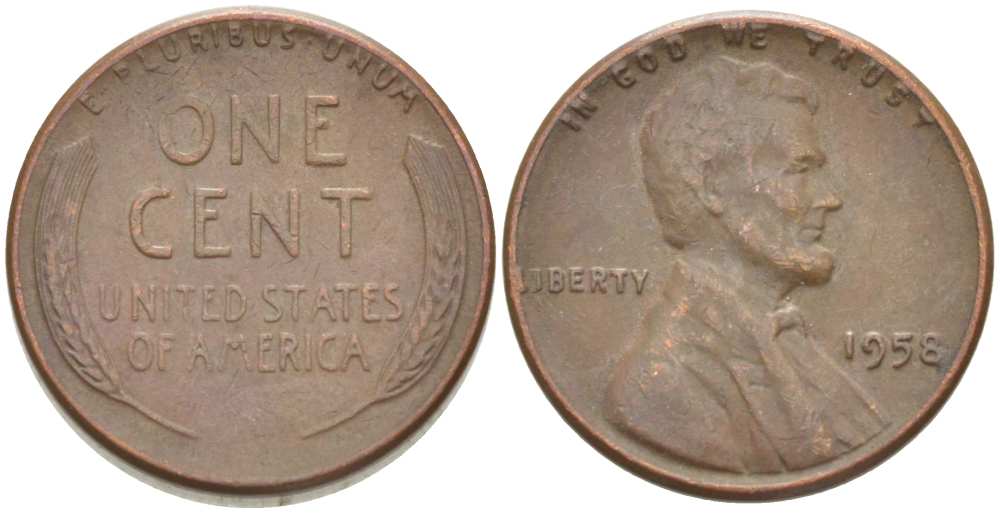 США 1 ЦЕНТ 1958 ЛИНКОЛЬН KM А132 медь цинк 218-727