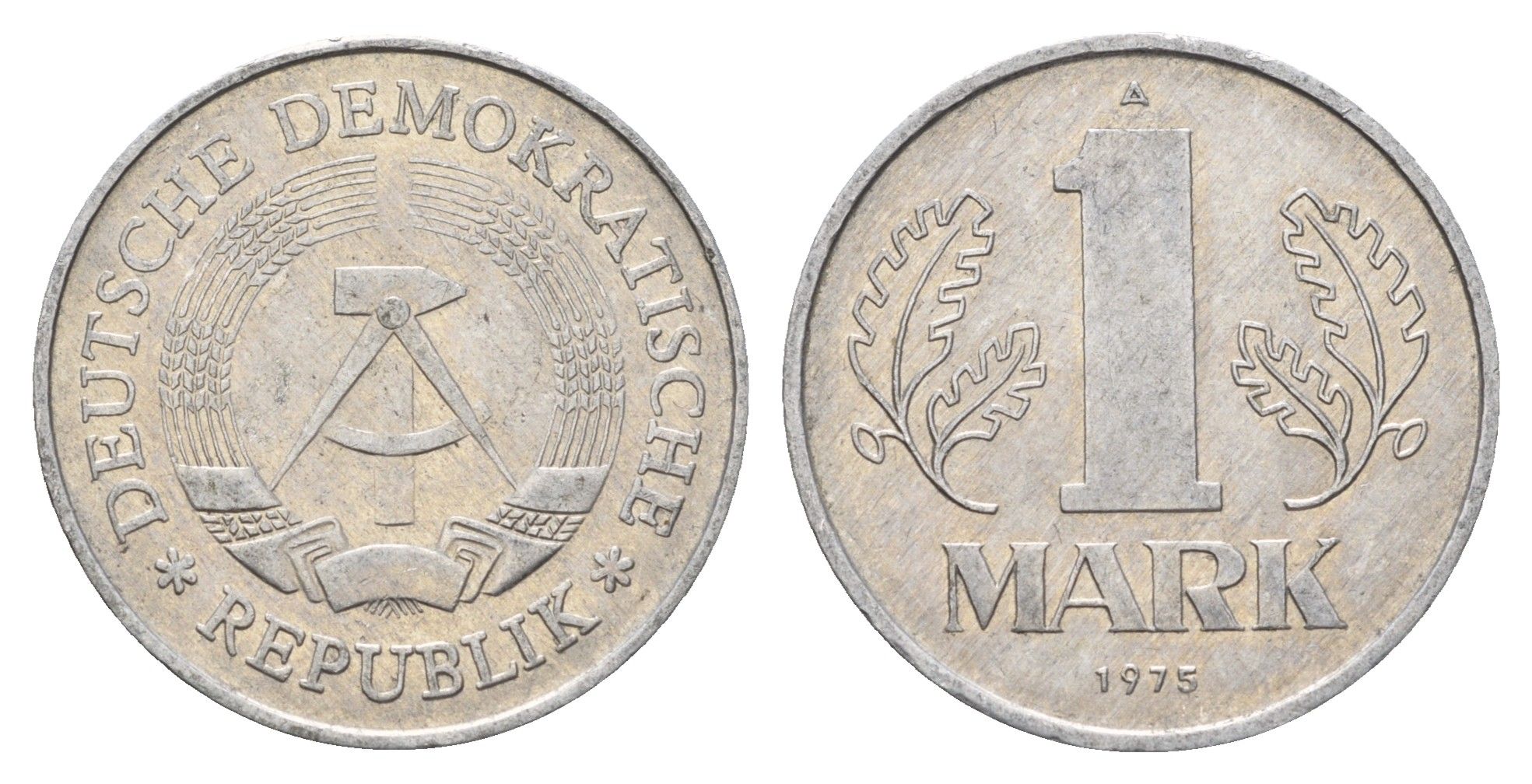 ГДР 1 марка 1975 KM 35.2 алюминий 4641-1137
