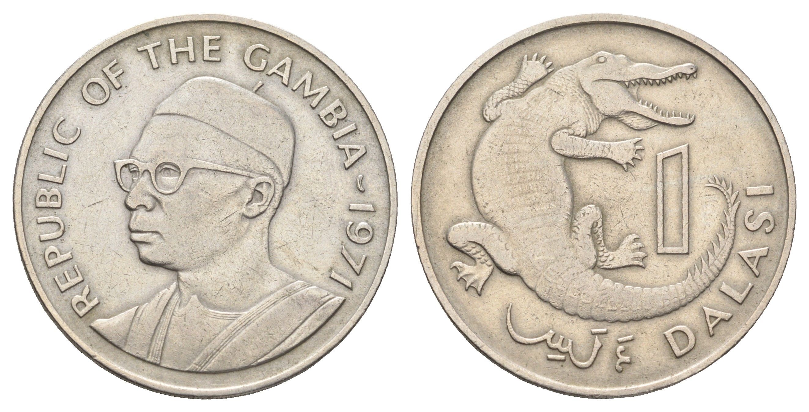 Гамбия 1 даласи 1971 год-тип KM 13 медно-никель 4667-526