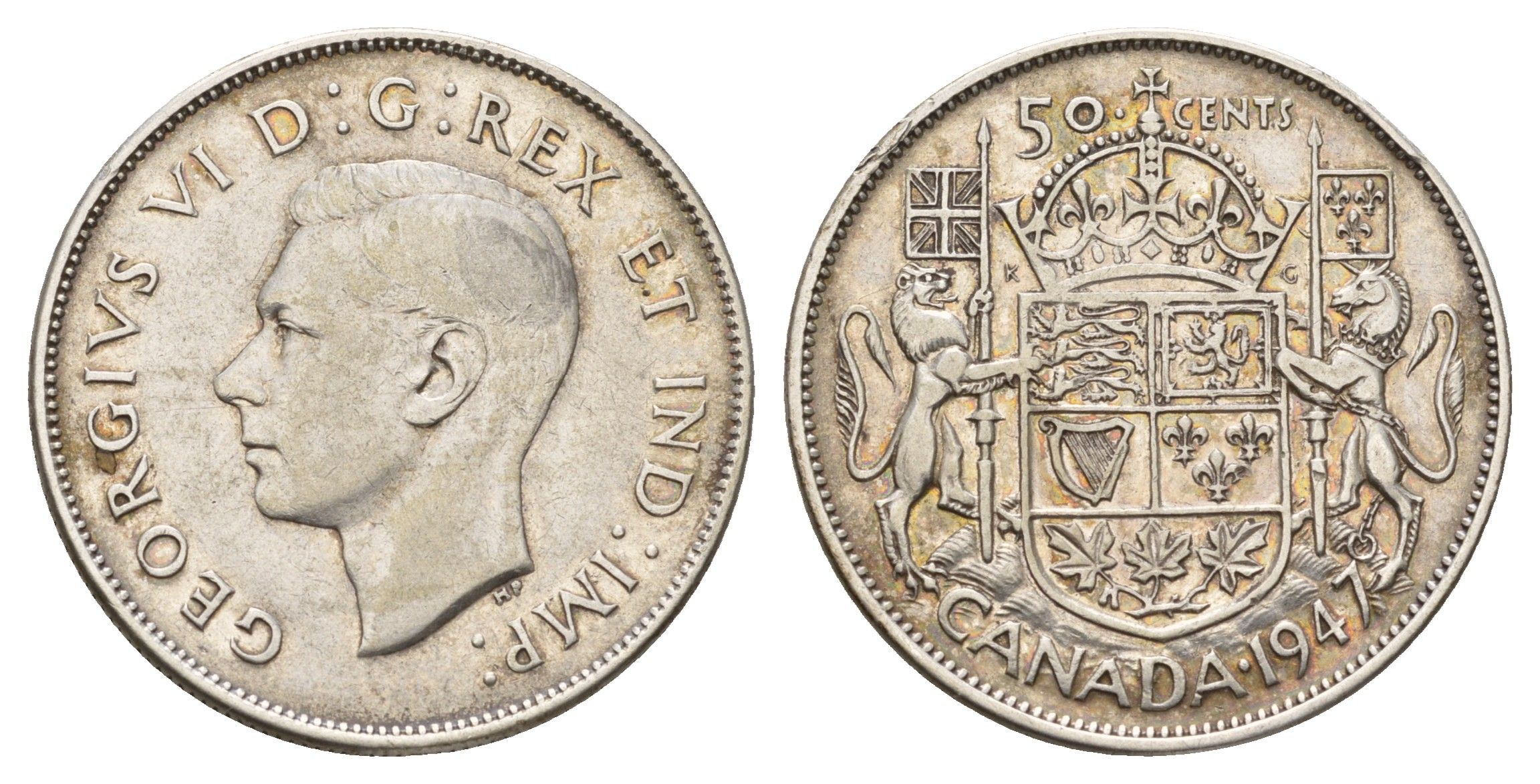 Канада 50 центов 1947 Георг VI (1936-1952) KM 36 серебро 633-1943