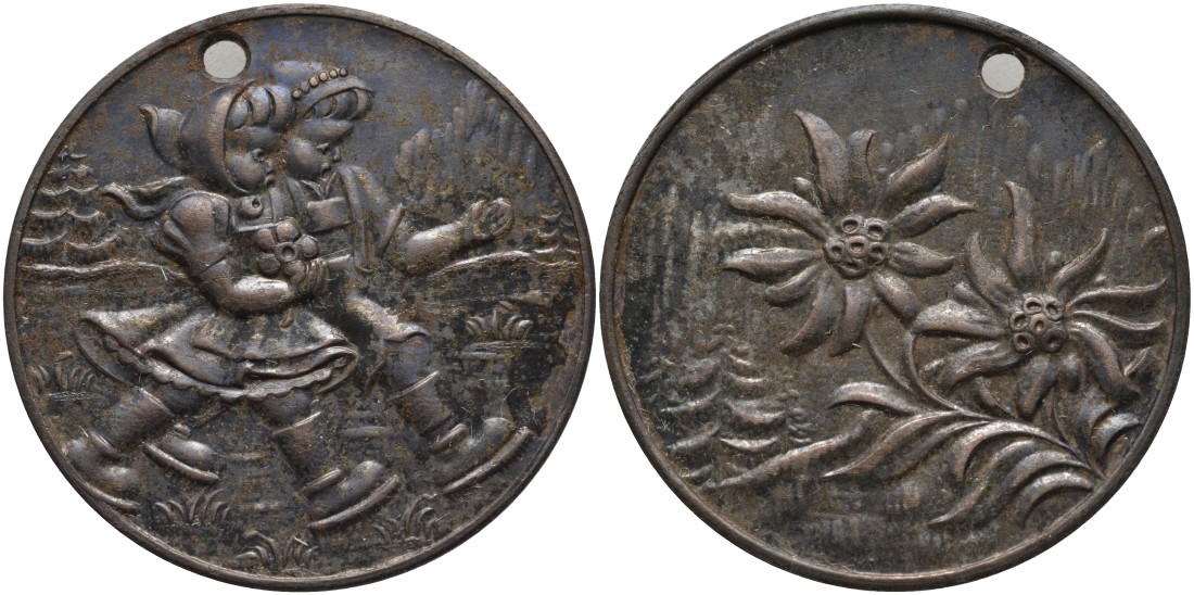 Германия медаль ND КАТОЛИЧЕСКАЯ медаль НА РОЖДЕНИЕ РЕБЁНКА, ДЕТИ - ЦВеты, С ОТВЕРСТИЕМ, диаметр 39 мм. железо 4552-213