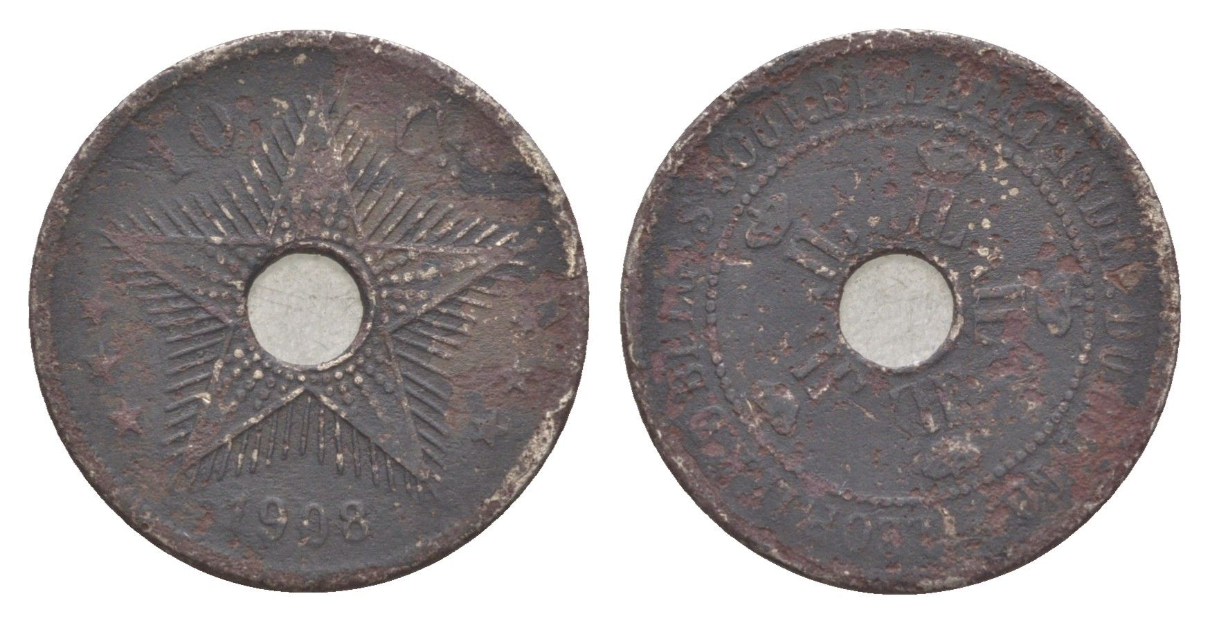 Свободное государство Конго 10 сантимов 1908 KM 10 медно-никель 4647-1231