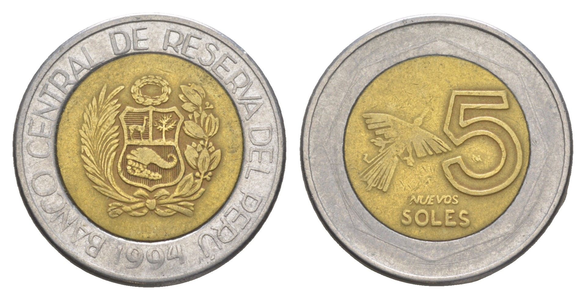 Перу 5 солей 1994 KM 316 биметалл 4638-135