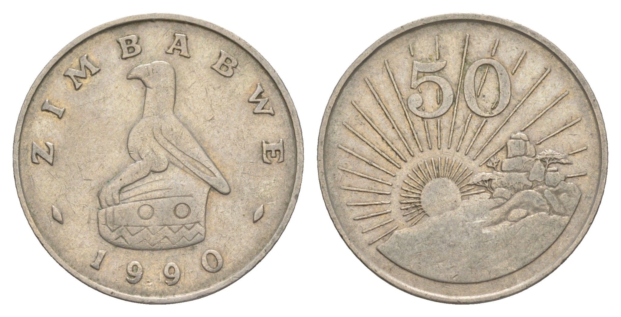 Зимбабве 50 центов 1990 KM 5 медно-никель 4544-733