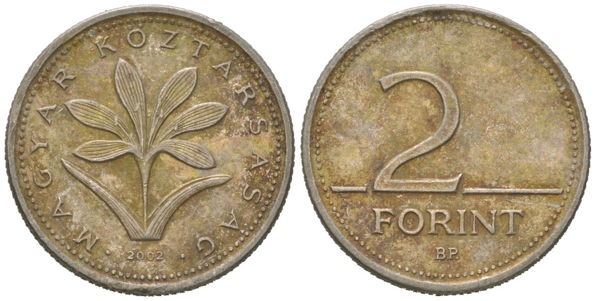 Венгрия 2 форинта 2002 BP KM 693 медно-никель 4618-239