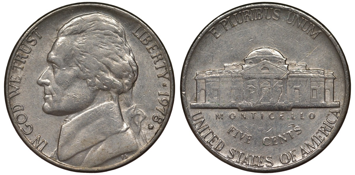 США 5 центов 1978 D, Джефферсон KM А192 медно-никель 4128-621