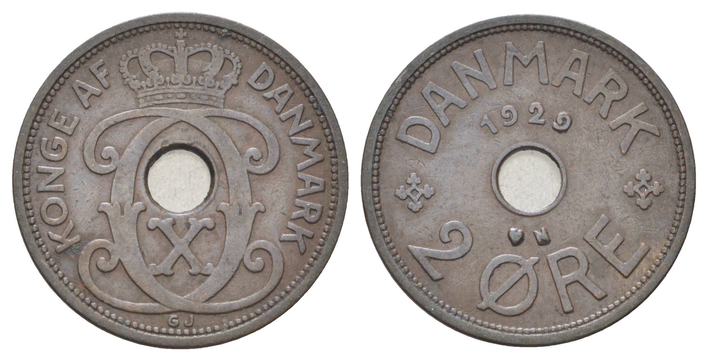 Дания 2 эре 1929 N, Кристиан X (1912-1947) KM 827 бронза 4701-754