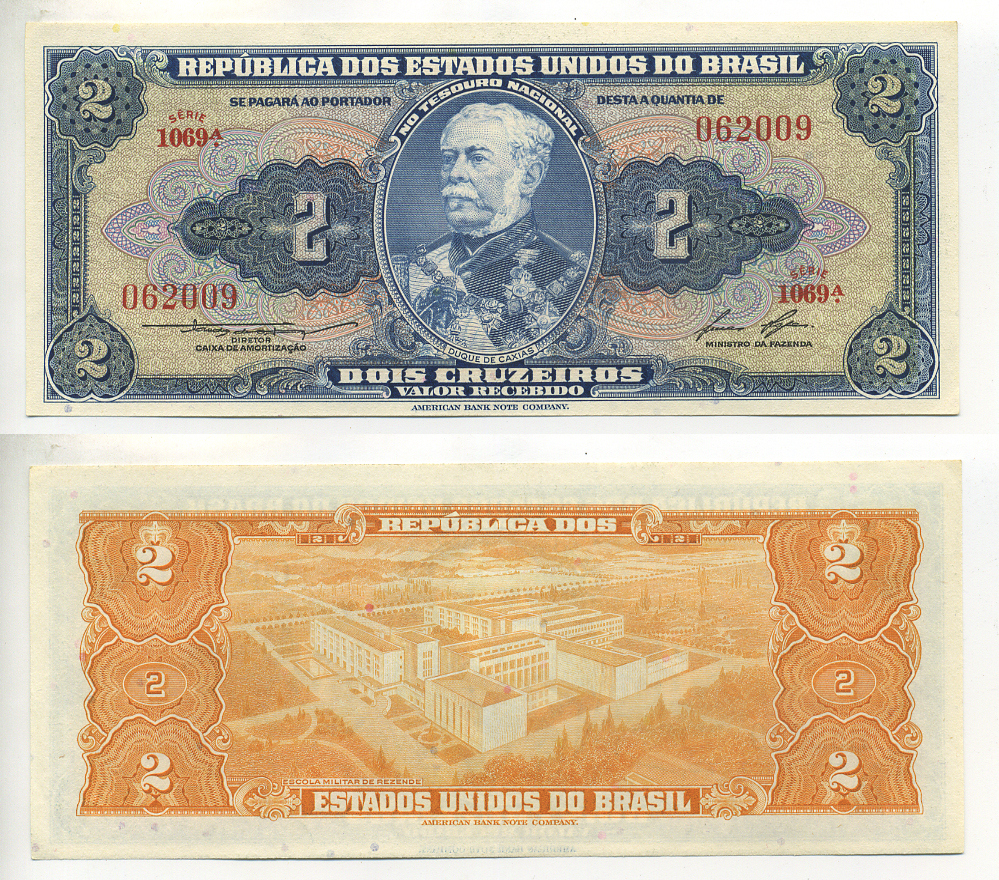 Бразилия 2 крузейро ND (1954-1958) серия 1069, герцог Кашиас Pick 151 b бумага UNC (пресс) 6299-5-3