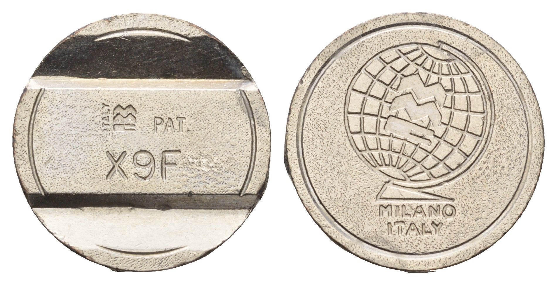 Италия, Милан жетон для автомойки диаметр 24 мм, вес 4,9 гр никель 4670-731