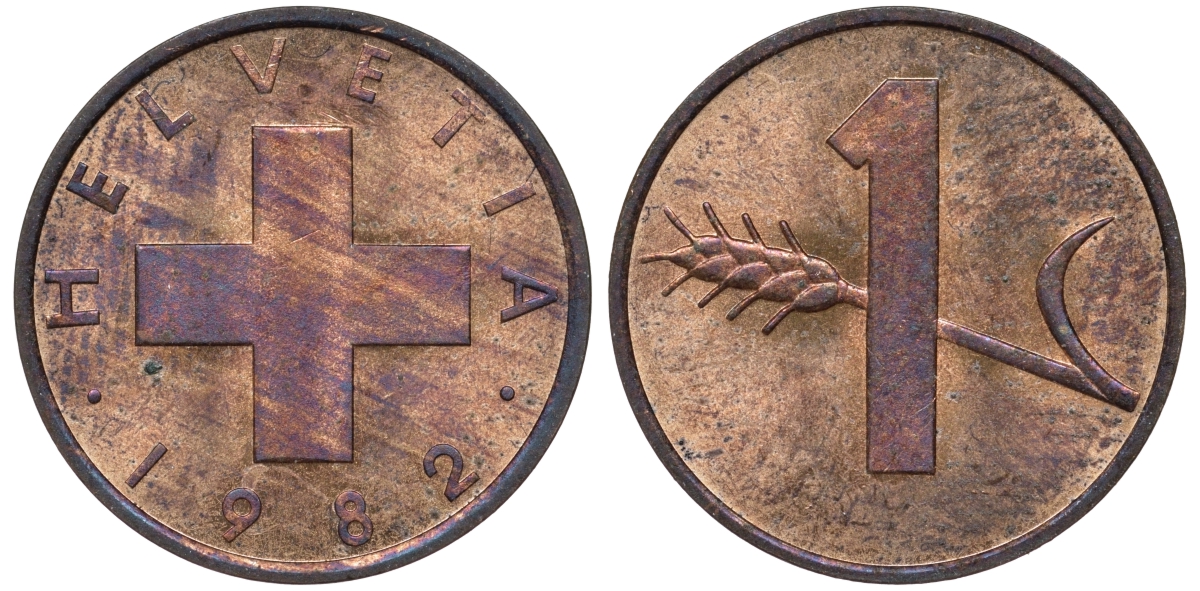 Швейцария 1 раппен 1982 KM 46 4596-332