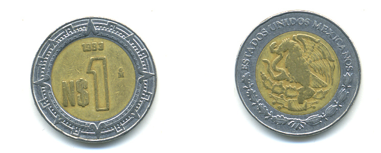 Мексика 1 песо 1993 KM 550 биметалл 3999-934