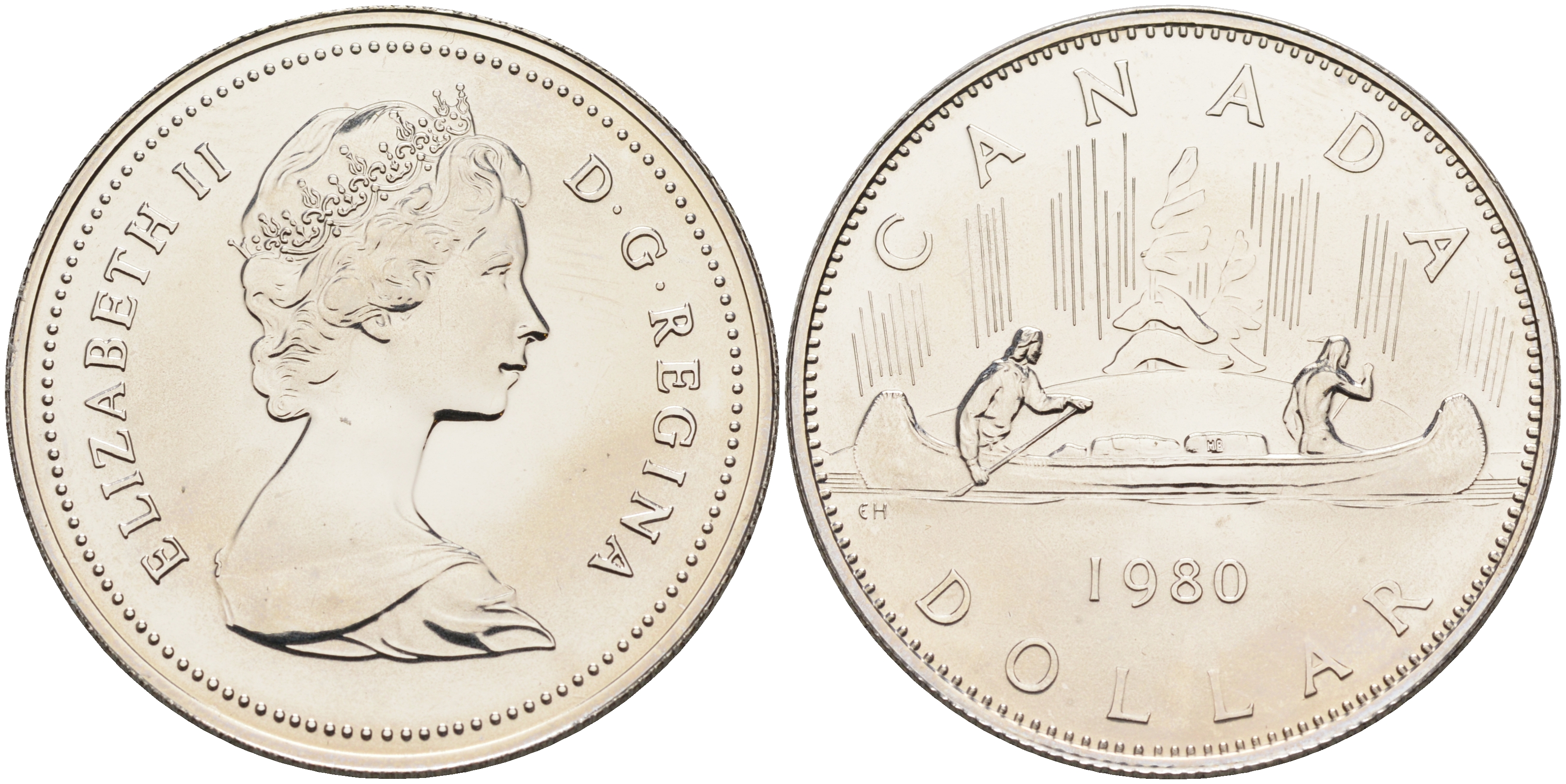 Канада 1 доллар 1980 Елизавета II (1952-2022), каноэ KM 120.1 никель  BUNC  4578-315