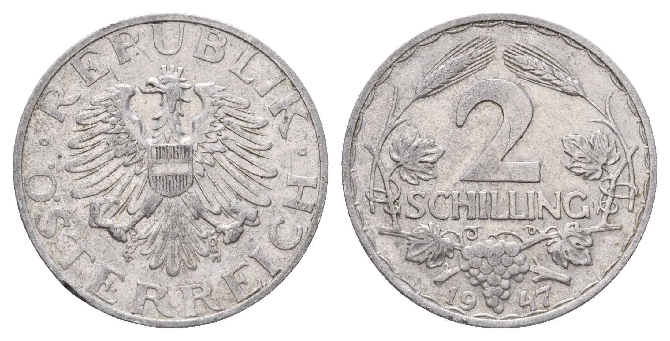 Австрия 2 шиллинга 1947 KM 2872 алюминий 4671-1037