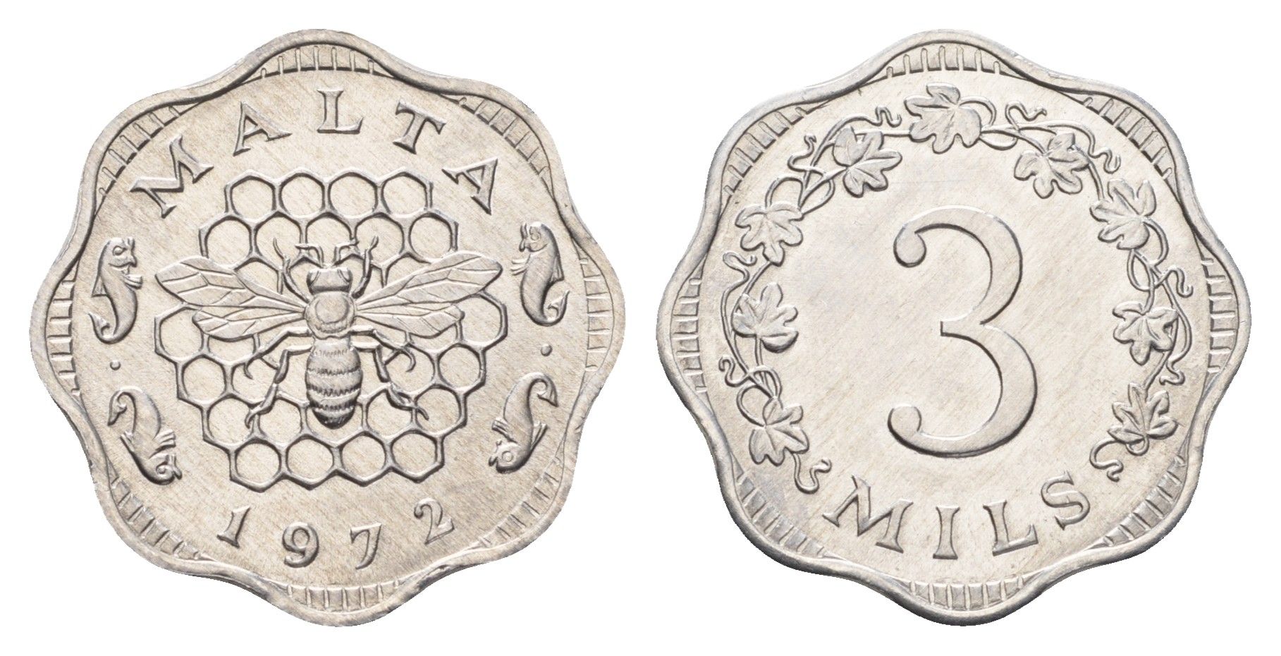 Мальта 3 миля 1972 KM 6 алюминий UNC 87-334