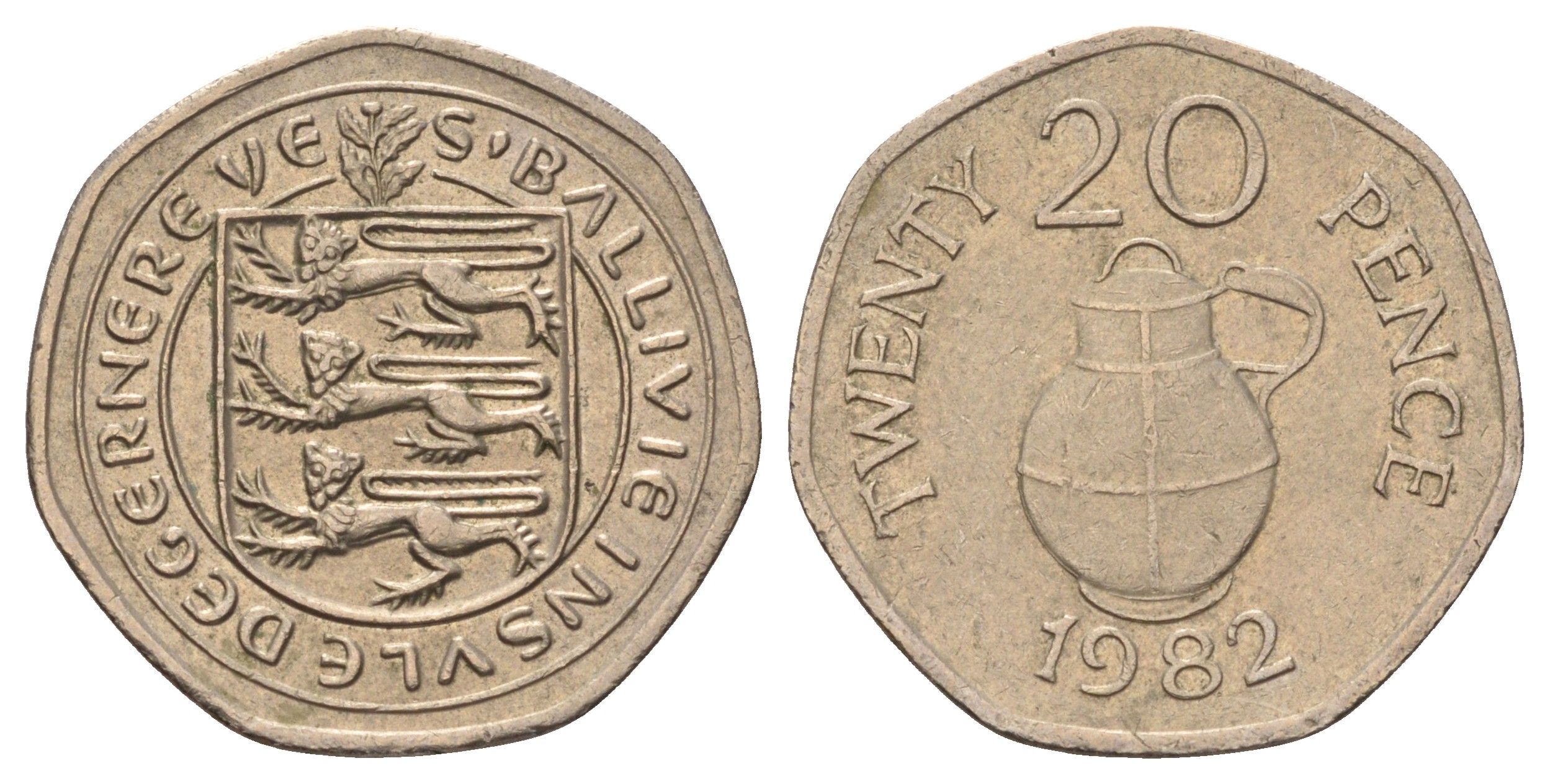 Гернси 20 пенсов 1982 KM 38 медно-никель 4682-513