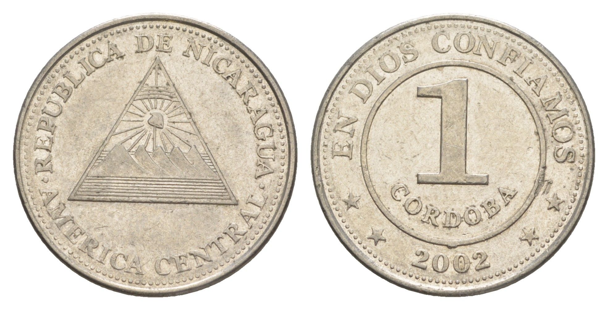 Никарагуа 1 кордоба 2002 KM 101 сталь плакированная никелем 4529-526