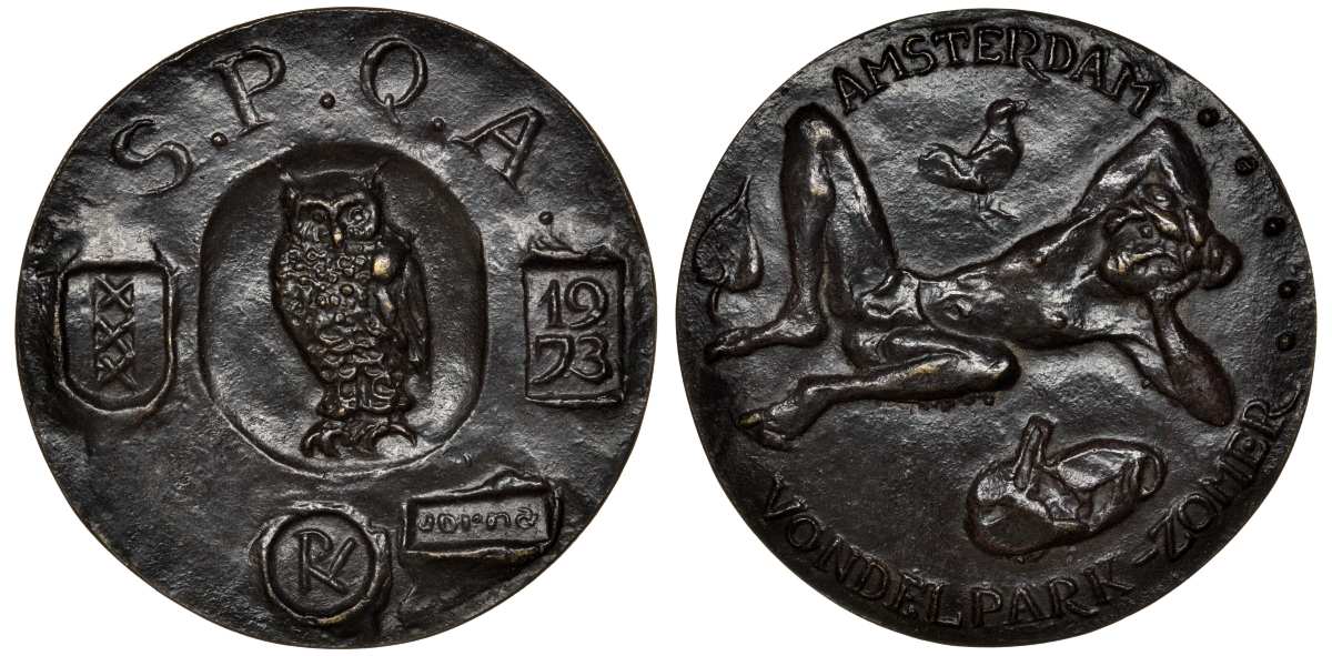 Нидерланды медаль 1973 Вонделпарк в Амстердаме диаметр 70 мм. J.H. Jorna Til. 355 бронза 8-1-07-15
