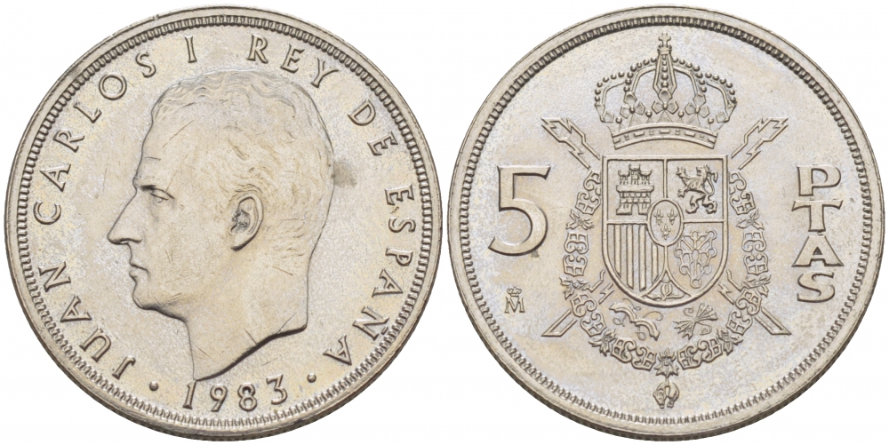 Испания 5 песет 1983 Хуан Карлос I (1975-2014) KM 823 медно-никель 4402-1235