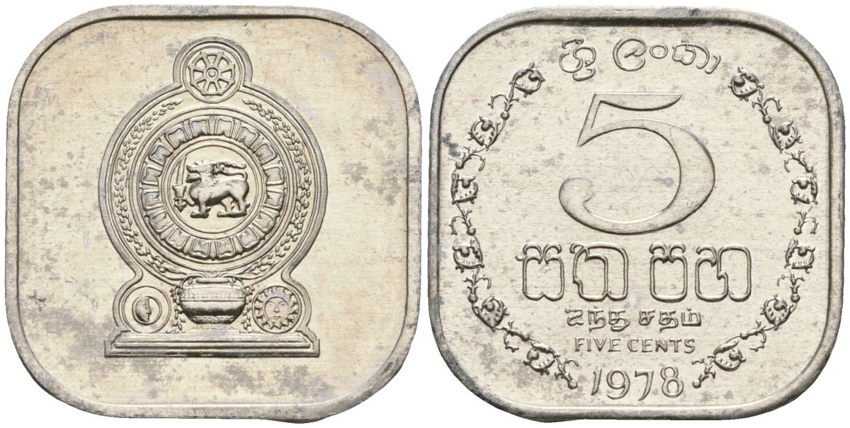 Шри-Ланка 5 центов 1978 KM 139a алюминий 4136-622