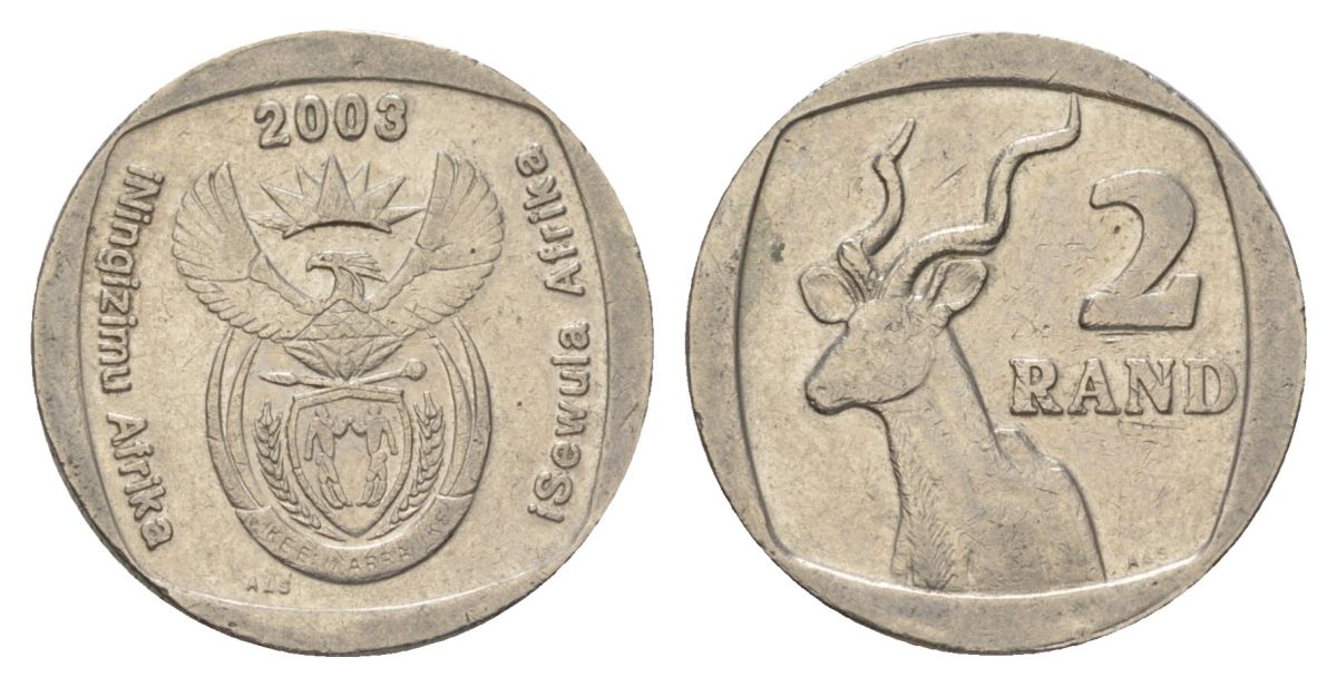 ЮАР 2 ранда 2003 KM 335 медь плакированная никелем 4626-1243