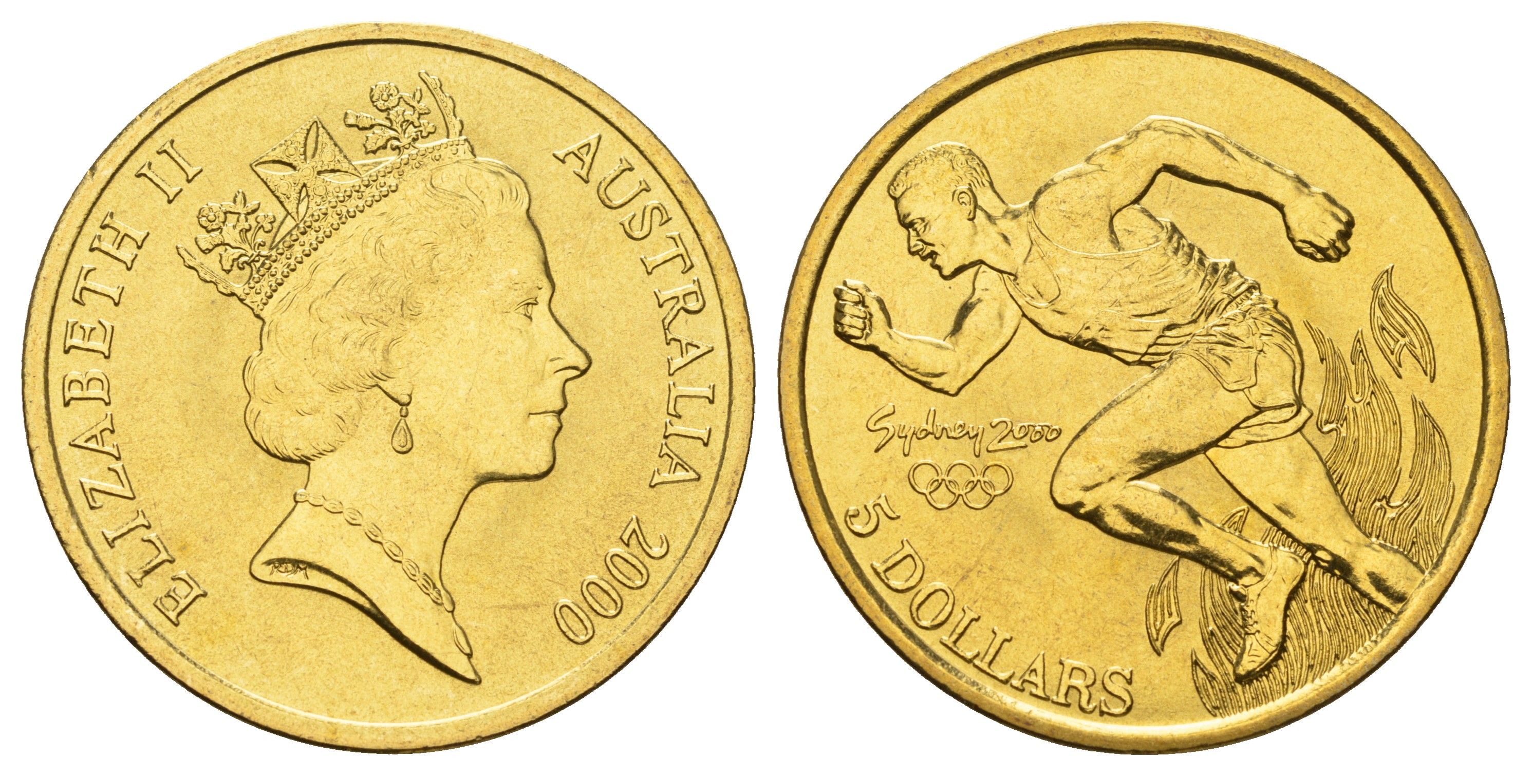 Австралия 5 долларов 2000 Олимпийские игры в Сиднее - Легкая атлетика KM 356 алюминиевая бронза BU 11-143-31