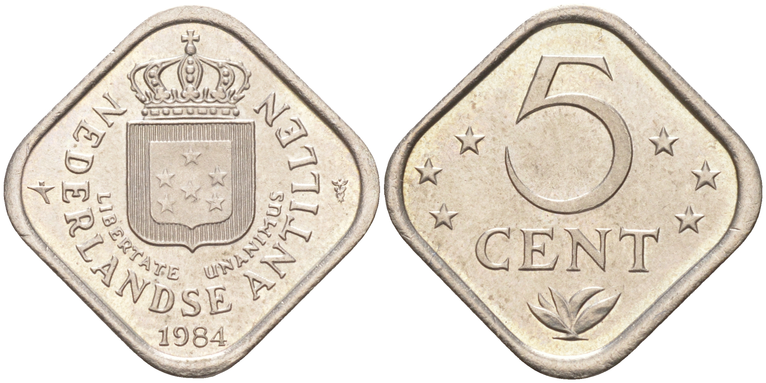 Нидерландские Антилы 5 центов 1984 Беатрикс (1980-2013) KM 13 медно-никель 1530-315