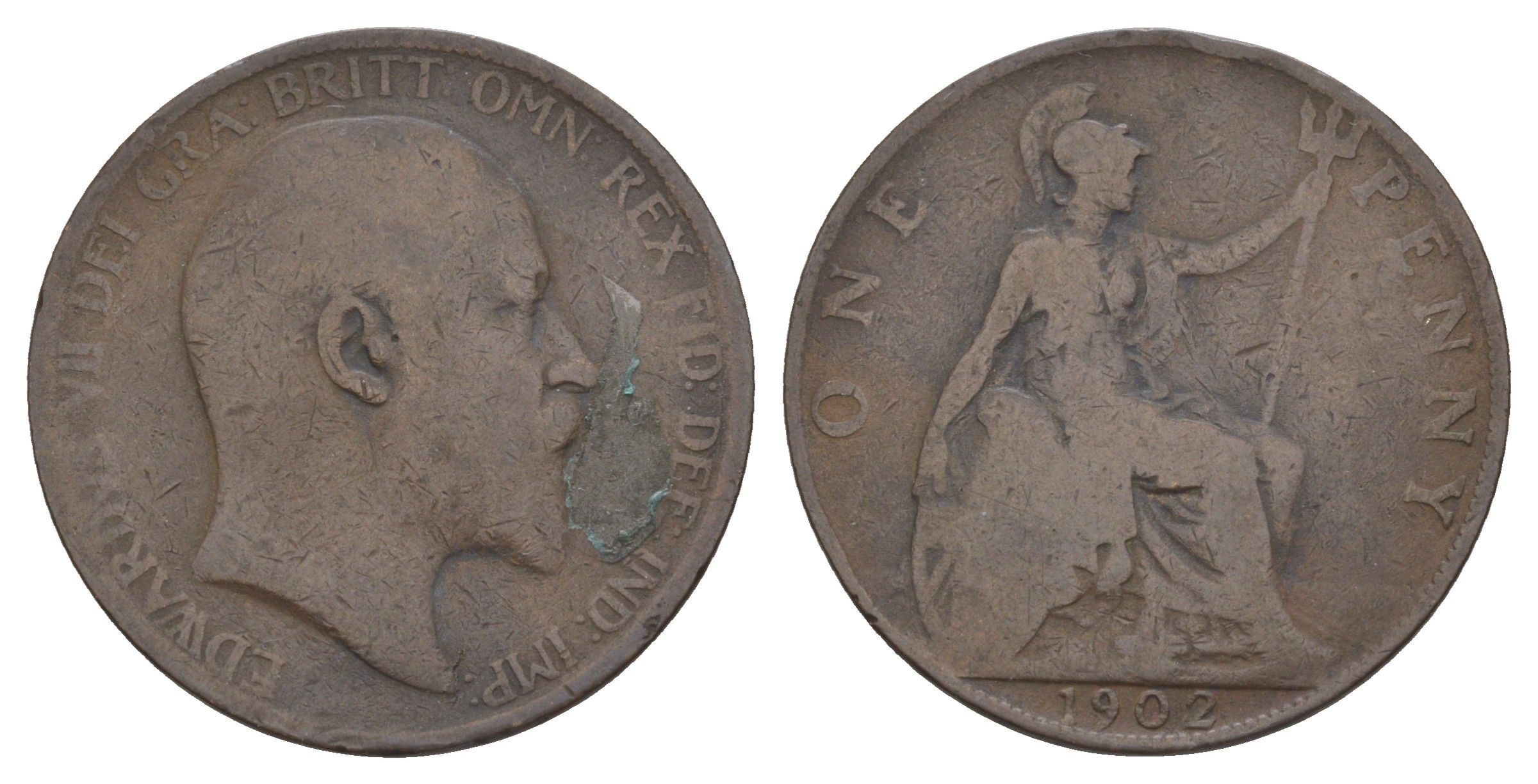 Великобритания 1 пенни 1902 Эдуард VII (1901-1910) KM 794.1, Sp 3990A бронза 4645-1012