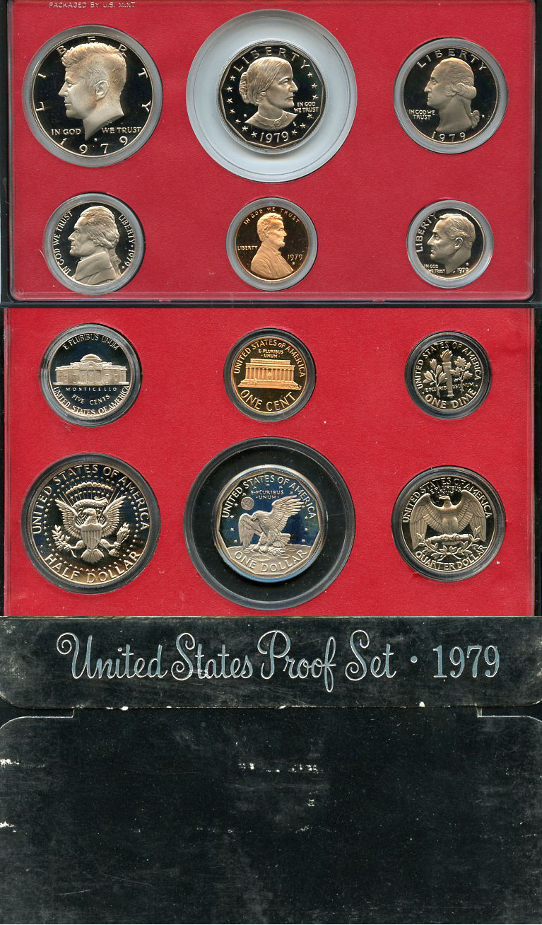 США официальный набор из 5 монет, в пластике 1979 S, Джон Кеннеди, в твердом пластике KM PS 143   PROOF  8-2-04-28