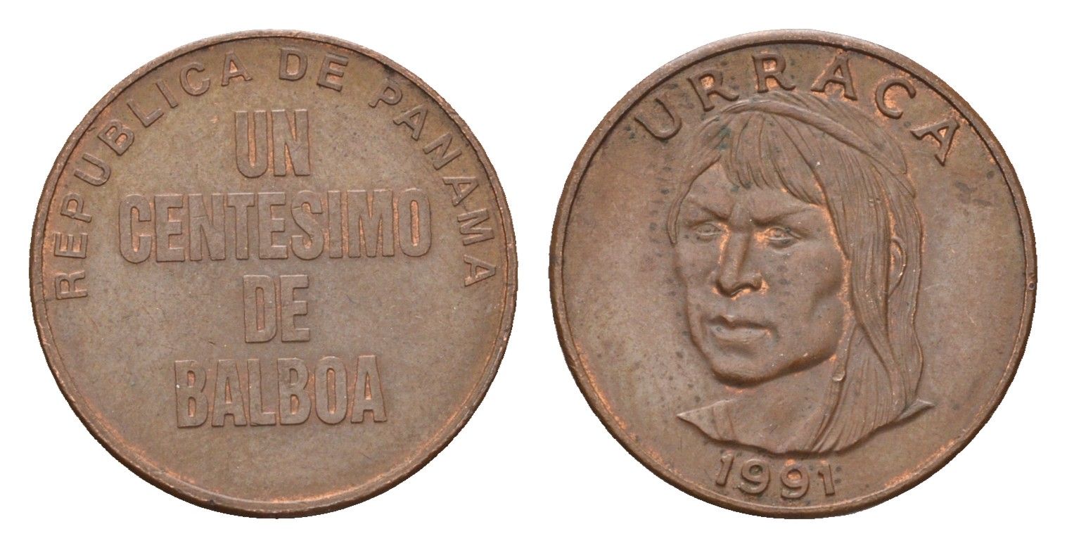 Панама 1 сентесимо 1991 Уррака KM 124 цинк плакированный медью 4614-437