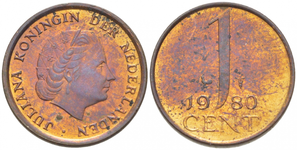 Нидерланды 1 цент 1980 Юлиана (1949-1980) KM 180 бронза 3457-1055