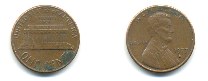 США 1 ЦЕНТ 1977 D, ЛИНКОЛЬН KM 201 медь цинк 179-336