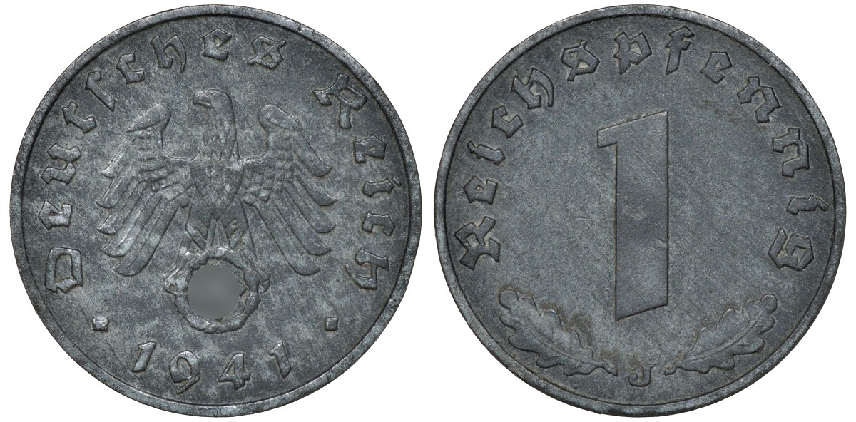 ГЕРМАНИЯ 1 РЕЙХСПФЕННИГ 1941 J, J 369, KM 97 цинк 72-1664