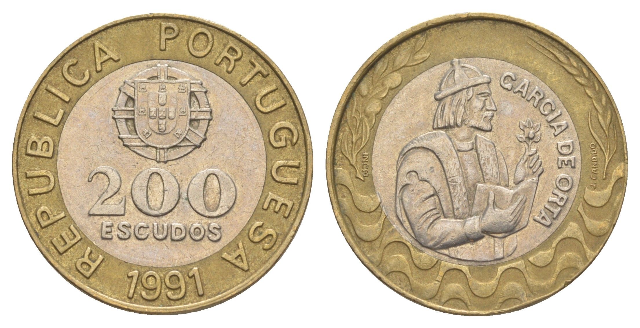 Португалия 200 эскудо 1991 Гарсия Де Орта (1501-1568) KM 655 биметалл 4393-1053