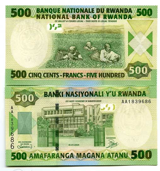 Руанда 500 франков 2004 Национальный банк, Кигали, сбор чая Pick 30 бумага UNC (пресс) 448-112-1