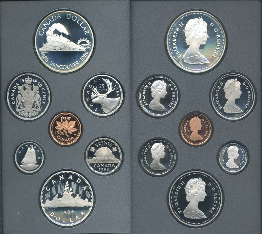 Канада набор из 7 монет 1986 в оригинальной коробке серебро PROOF 00-00
