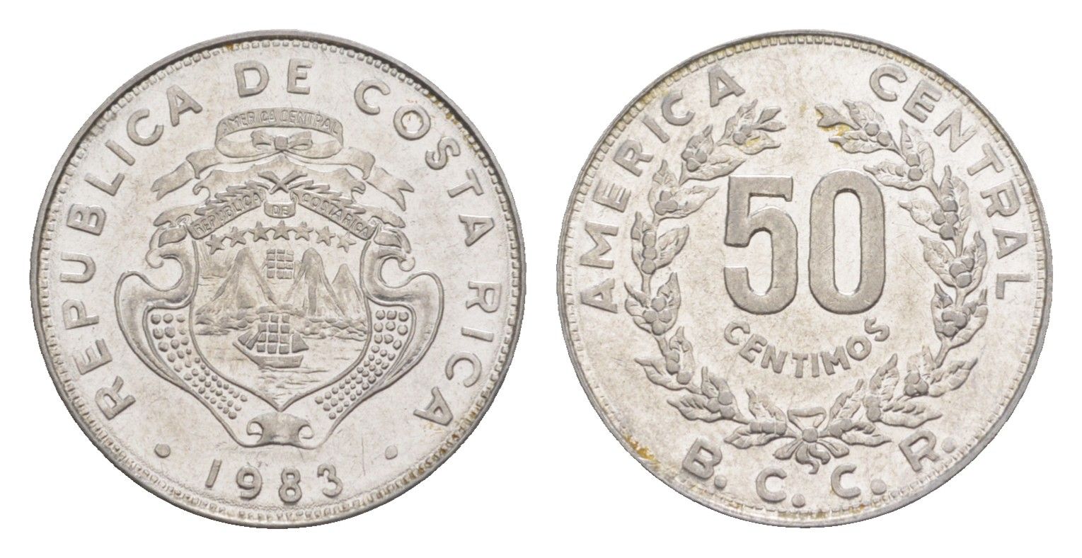 Коста-Рика 50 сентимо 1983 KM 209.1 нержавеющая сталь UNC 4644-347