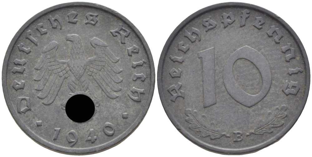Германия 10 рейхспфеннигов 1940 B KM 101, J. 371 цинк 4401-846