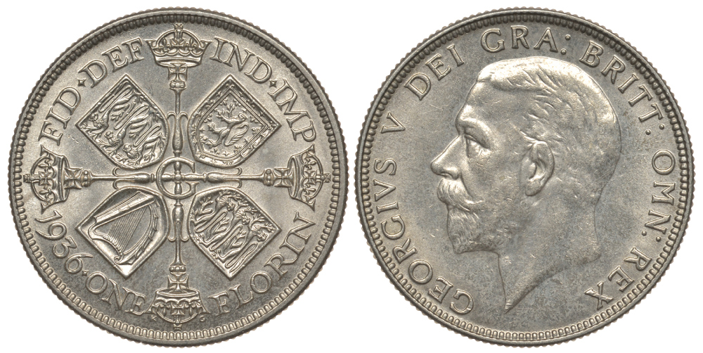 Великобритания 2 шиллинга = 1 флорин 1936 Георг V (1910-1936) KM 834, Spink 4038 серебро aUNC 1082-1-63