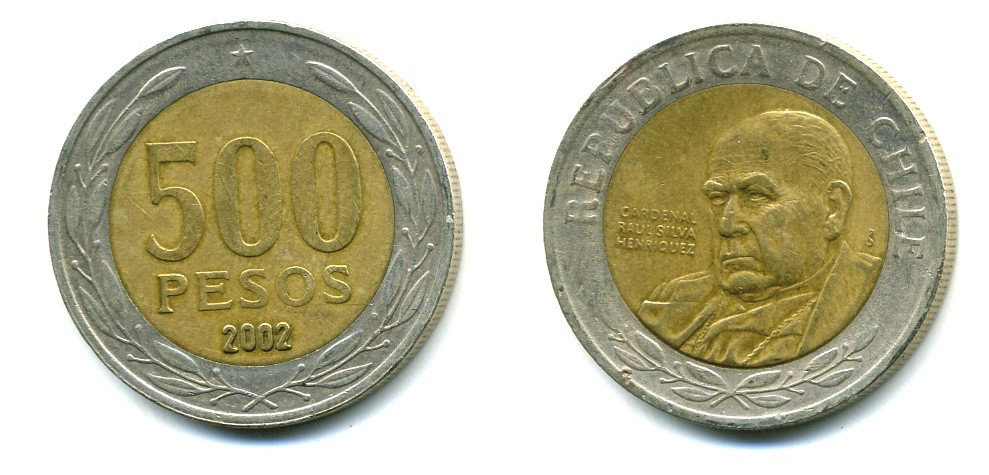 Чили 500 песо 2000 кардинал Рауль Сильва Энрикес (1907-1999) KM 235 биметалл 41-651