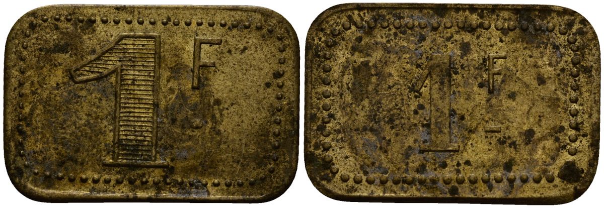 Франция 1 франк ND ресторанный жетон латунь 4166-315