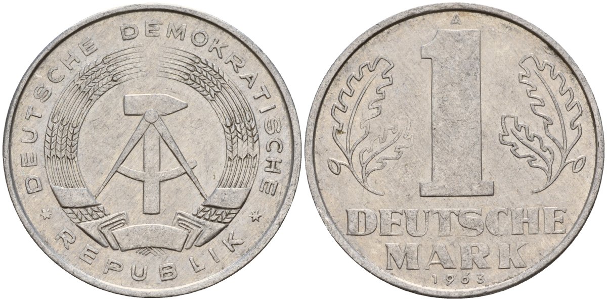 ГДР 1 марка 1963 A KM 13 алюминий 181-833