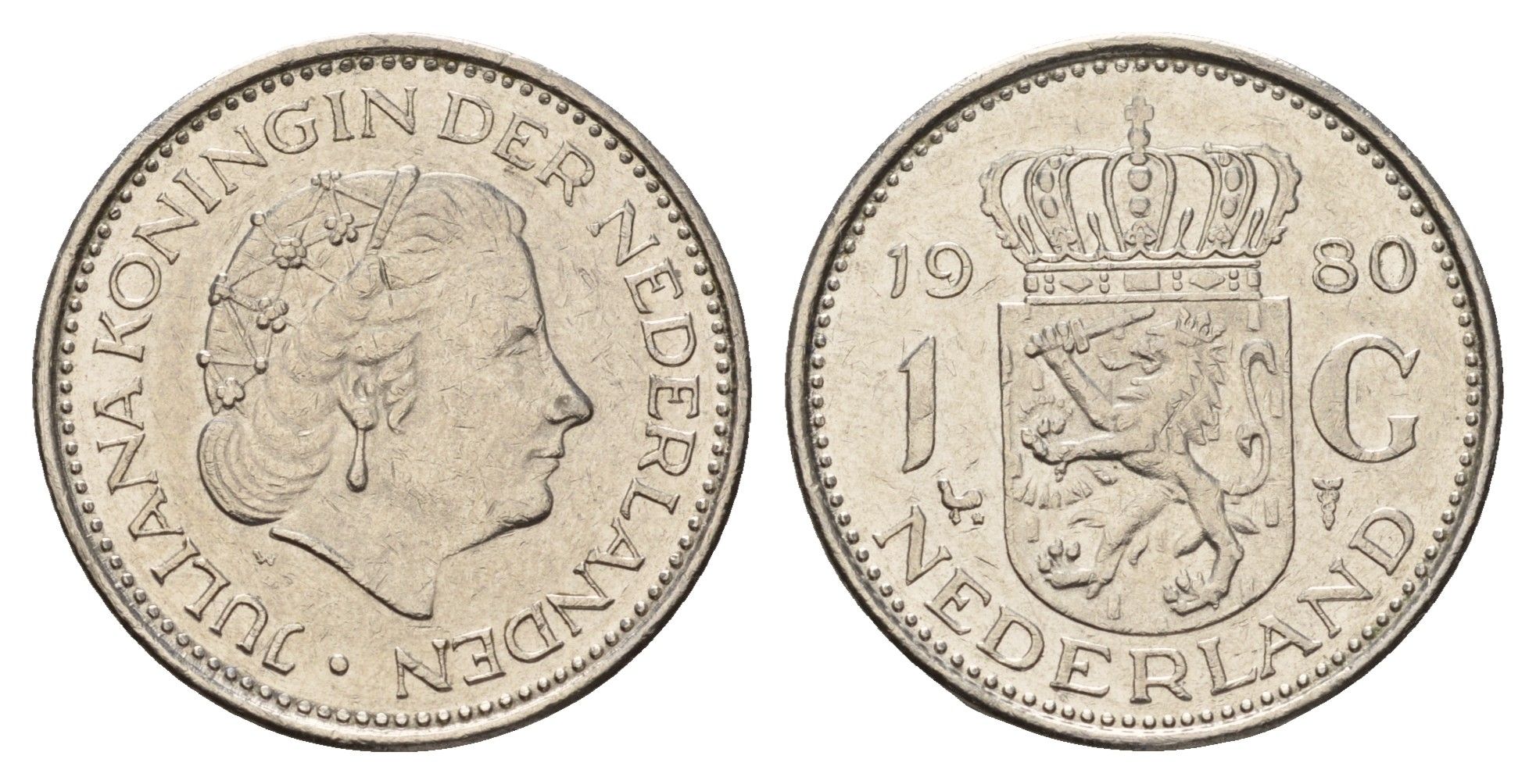 Нидерланды 1 гульден 1980 Юлиана (1948-1980) KM 184a никель 186-453