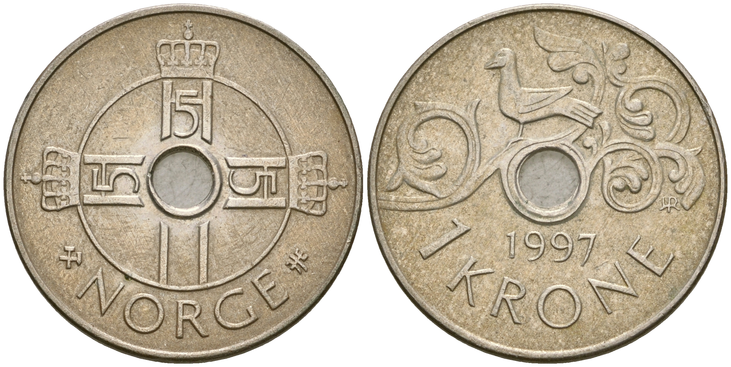 Норвегия 1 крона 1997 Харальд V (1992- ) KM 462 медно-никель 4364-2734